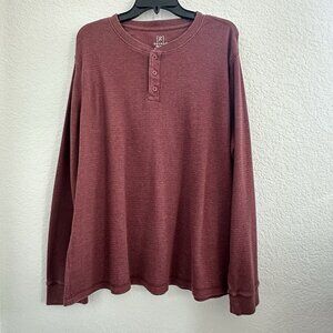 George Thermal Henley Shirt Mens 2XL Burgundy Cotton L/S Workwear Utility Chores